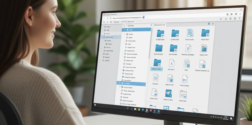 Az ügyintéző kényelmesen számítógép előtt ülve kezeli dokumentumait